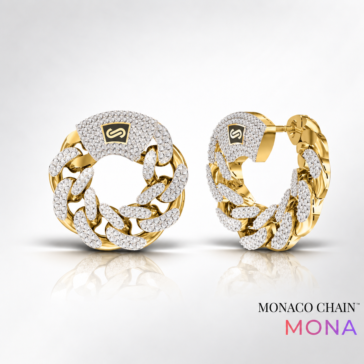 Women's Earrings - Monaco Chain MONA Full Pavé