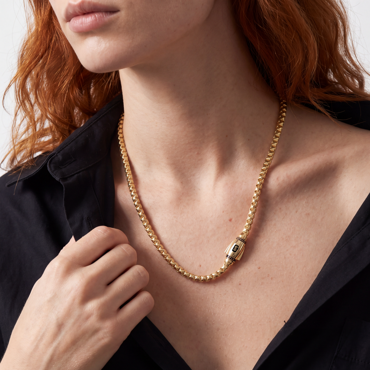Men's Necklace - Monaco Chain CUBE Plain
