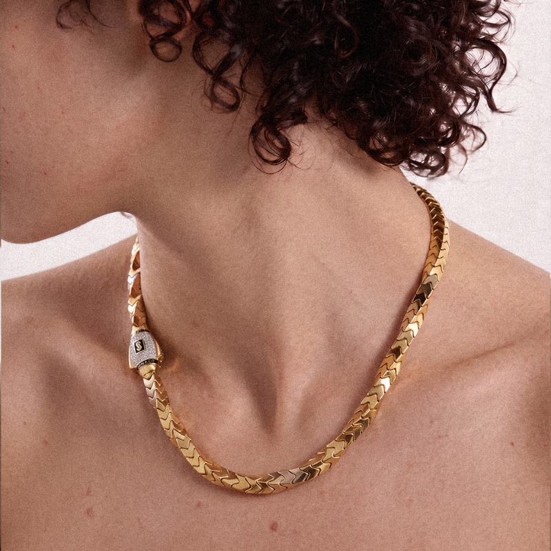 Women's Necklace - Monaco Chain SPIN Pavé Lock