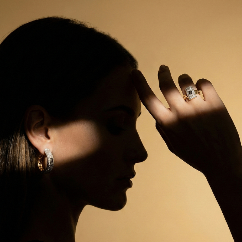 Aretes - Monaco Chain HOOP Pavé Lock