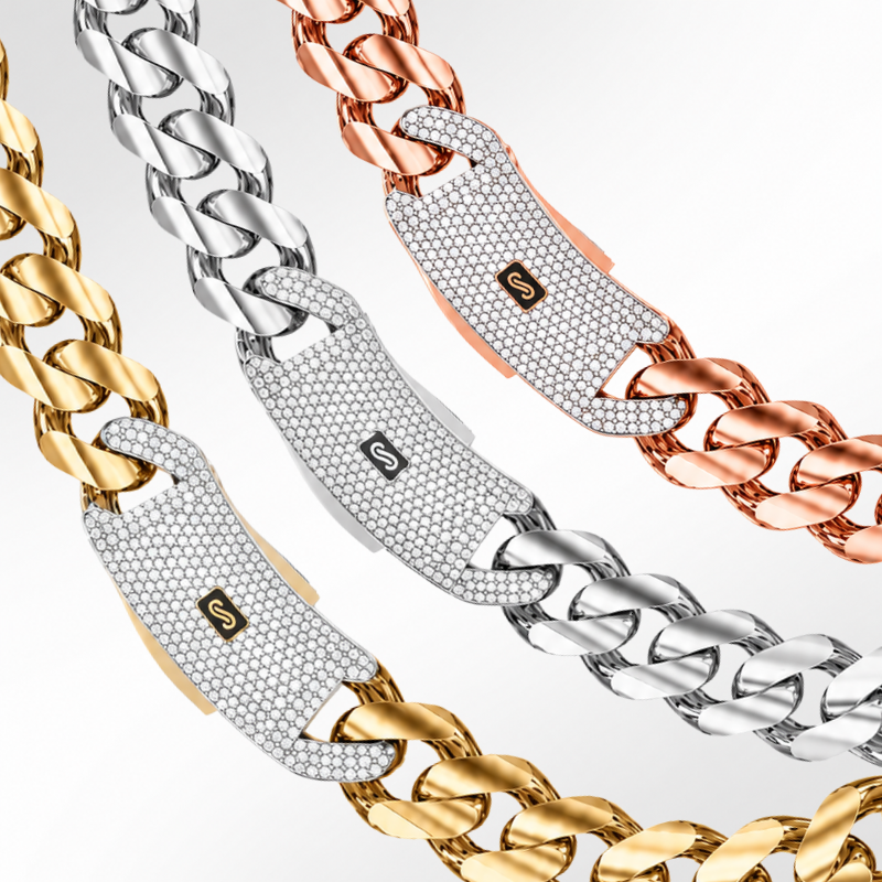 Women's Necklace/Choker - Monaco Chain CLASSIC Pavé Lock