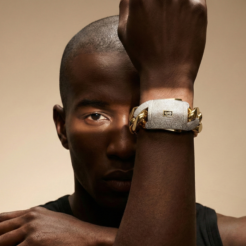 Pulsera para hombre - Cadena Monaco Classic con cierre de pavé - 35 mm (XMC) 