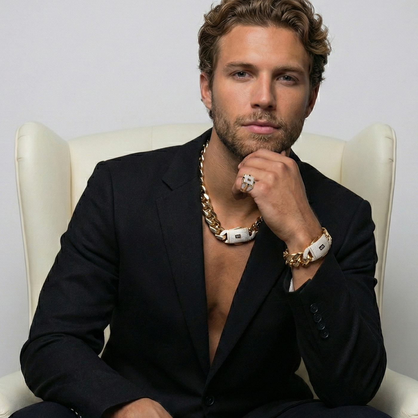 Men's Necklace - Monaco Chain CLASSIC Pavé Lock