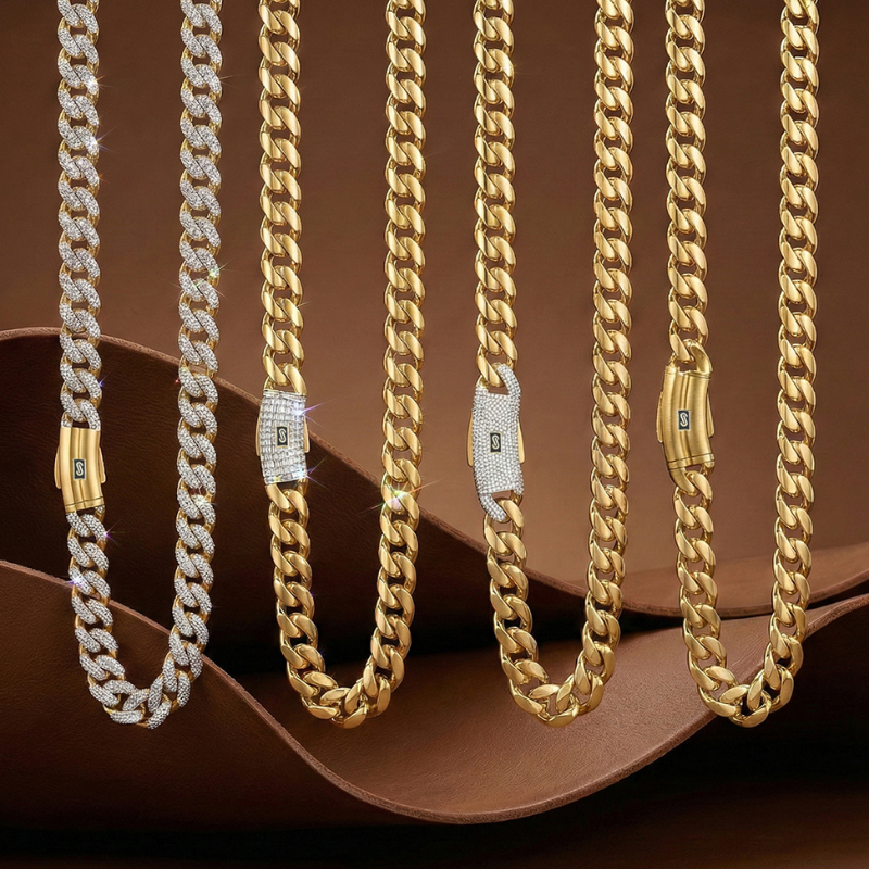 Men's Necklace - Monaco Chain CLASSIC Pavé Lock