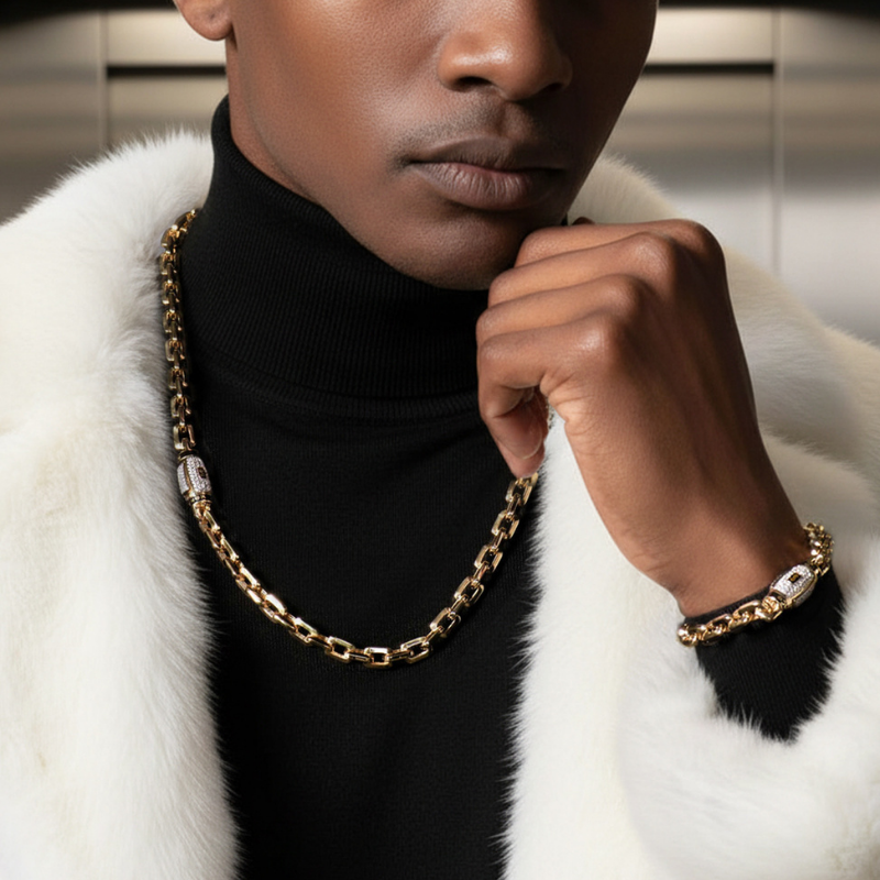 Men's Necklace - Monaco Chain CAVO Pavé Lock