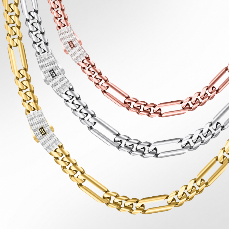Men's Necklace - Monaco Chain FIGARO Baguette Lock
