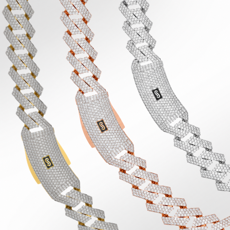Women's Necklace/Choker - Monaco Chain EDGE Full Pavé