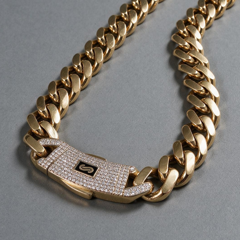 Collar de hombre - Monaco Chain CLASSIC Pavé Lock
