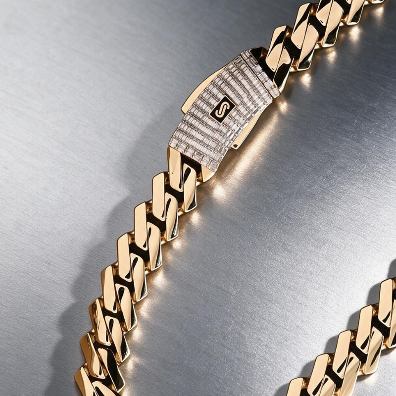 Women's Necklace/Choker - Monaco Chain EDGE Baguette Lock