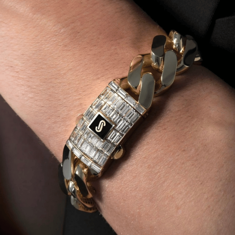 Shackle Lock Link Gold Silver Bracelet - Etsy | Rocker jewelry, Gold and  silver bracelets, Silver bracelet