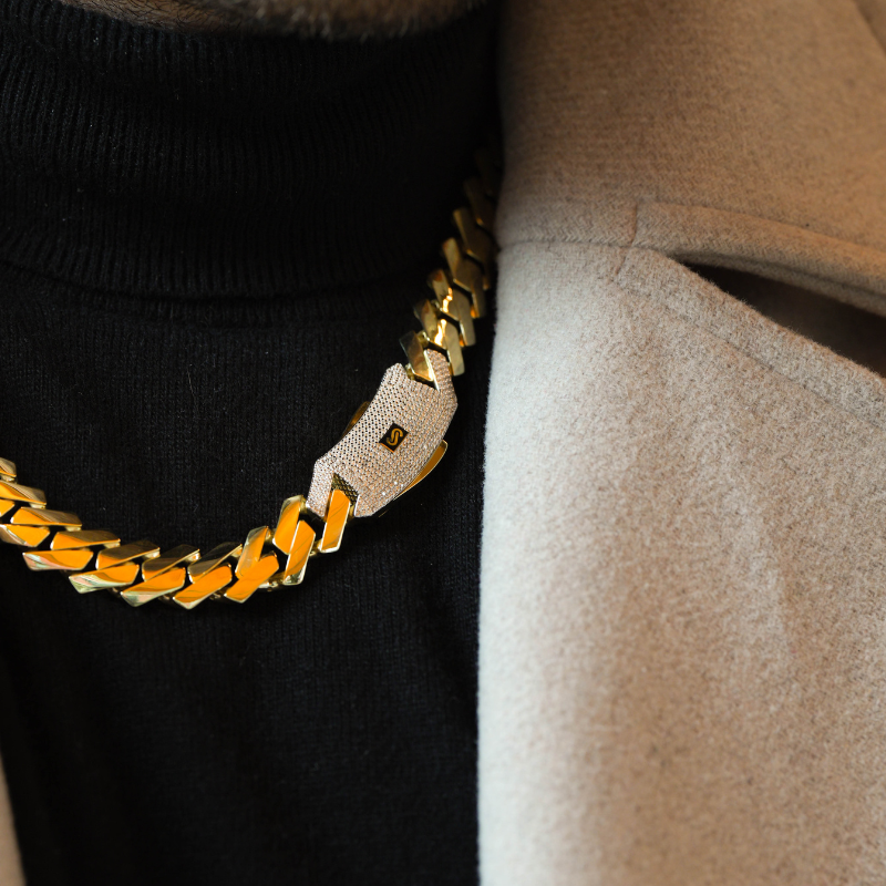 Collar de hombre - Monaco Chain EDGE Pavé Lock