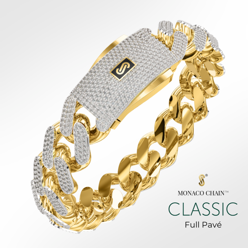 Men's Bracelet - Monaco Chain CLASSIC Full Pavé