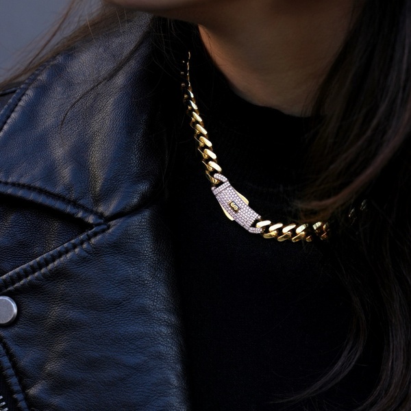 Pave Lock Chain Necklace