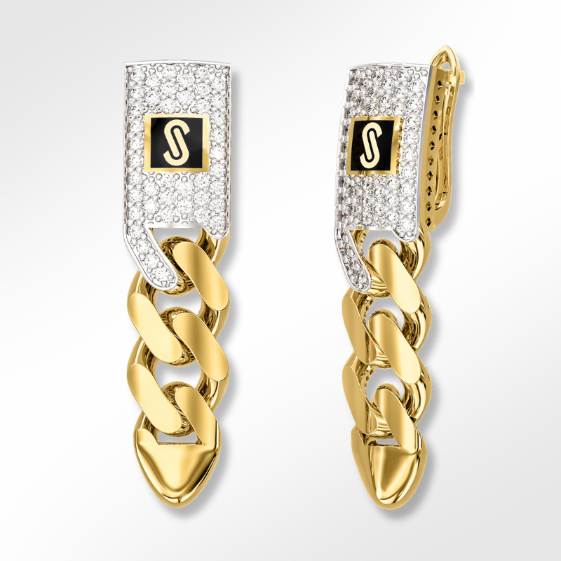 Earrings - Monaco Chain CLASSIC Pavé Lock