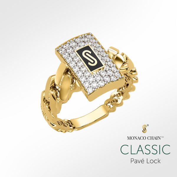 Women's Ring - Monaco Chain CLASSIC Pavé Lock
