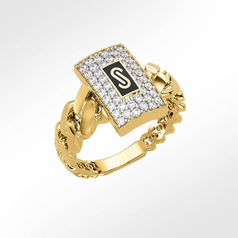 Women's Ring - Monaco Chain CLASSIC Pavé Lock