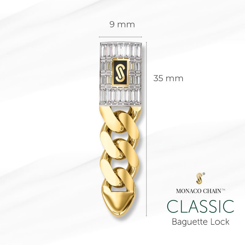 Earrings - Monaco Chain CLASSIC Baguette Lock