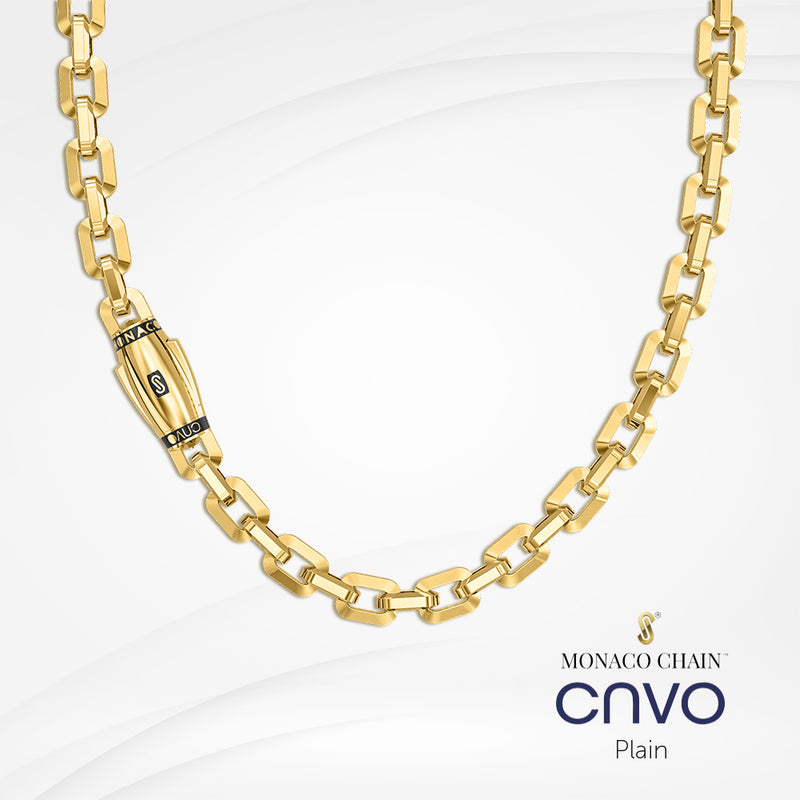 Men's Necklace - Monaco Chain Classic Plain 10K & 14K Yellow Gold Oro Monaco