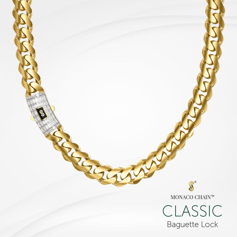 Men's Necklace - Monaco Chain CLASSIC Baguette Lock
