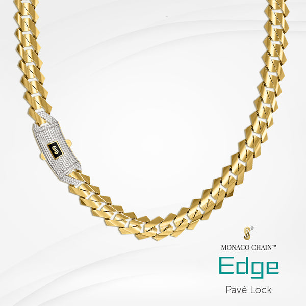 Women's Necklace/Choker - Monaco Chain EDGE Pavé Lock