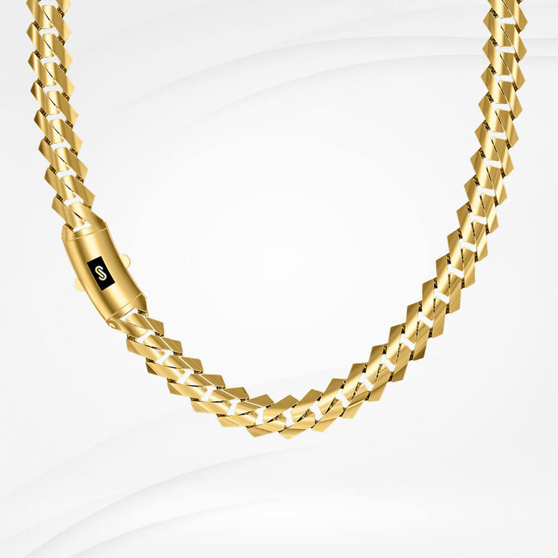AFJ Gold Collection - Rectangular Link Chain Necklace, 18k Yellow Gold – AF  Jewelers