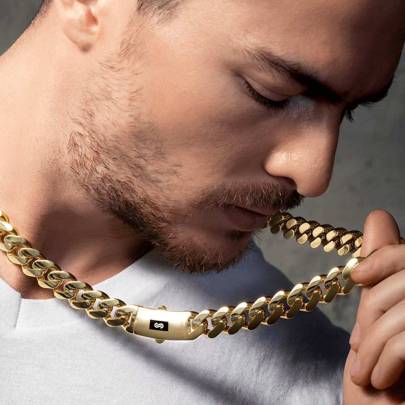 Men s Necklace Monaco Chain CLASSIC Plain Oro Monaco